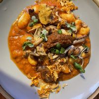 Gnocchi with sweet potato and basil sauce and wild mushrooms  at The Cyder House Inn in Godalming