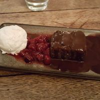Vegan brownie with vegan ice-cream  at The Cyder House Inn in Godalming