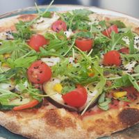 Vegan pizza at Armonia in Mallorca