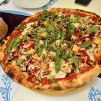 Vegan pizza extra large at Armonia in Mallorca