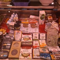 Tofu, meat alternatives, vegan whipped cream, vegan cheese etc at La Conca in Barcelona