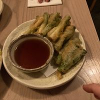 Spring onion tempura at Kushi-ya in Nottingham