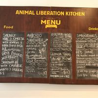 Menu at Animal Liberation Kitchen in Toronto