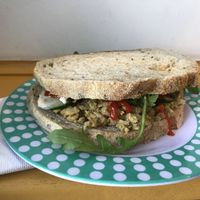 Avocado chickpea sandwich  at Animal Liberation Kitchen in Toronto