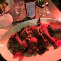 I thought the bruschetta would be snack size... it was a delicious and filling meal (pardon the lighting under the outdoor heat lamp)... tofu, fresh veggies, nice toast! Yum! at Bruscè in Bologna