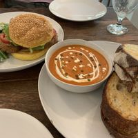 Caesar salad, cauliflower sandwich and grilled cheese with soup  at Roots Cafe in Siem Reap