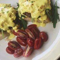 Tofu Benedict  at Roots Cafe in Siem Reap