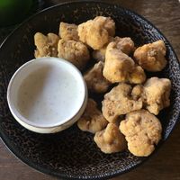 Popcorn chicken with ranch dip - amazing!!! 😋 at Roots Cafe in Siem Reap