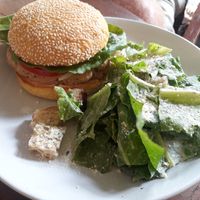 Burger at Roots Cafe in Siem Reap