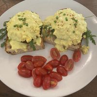 Eggs benedict at Roots Cafe in Siem Reap