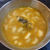 Potato pumpkin rice cake soup.  I love it    at Neungra Babsang 능라밥상 in Seoul