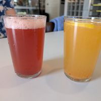 Mango & chilli and strawberry lemonades at Eaternia in Prague