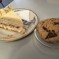Cookie and vanilla cake  at Eaternia in Prague