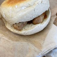 Vegan sausage stottie at Pink Lane Bakery in Newcastle Upon Tyne