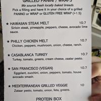 Part of menu at Euphoria Cafe in Calgary