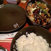 Vegan duck with hoi sin sauce and rice at Saigon in Utrecht