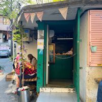 Outside the restaurant   at Muhudo Falafel Shop in Tbilisi
