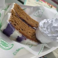 Vegan Banana and blueberry cake with vegan cream  at Pilot House in Cymru
