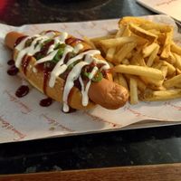 Vegan Dog with Chips! at Frankie & Benny's in Newcastle Upon Tyne
