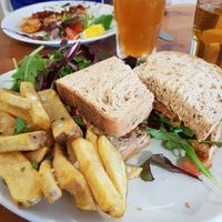 Sundried tomato, olive and hummus sandwich at The Courtyard in Looe