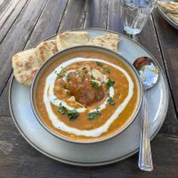 Red lentil and coconut dhal.  at The Courtyard in Looe