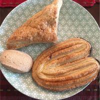 Guava turnover, elephant ear & vanilla cookie! at Pasteles Finos Del Angel in Tacoma