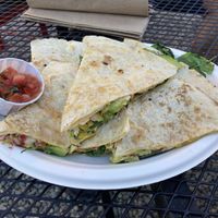 Vegan Quesadilla (very good!) at The Red Bird Cafe in Roslyn