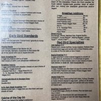 Yummy menu  at The Red Bird Cafe in Roslyn