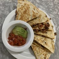 Quesadilla with house made vegan sausage   at The Red Bird Cafe in Roslyn