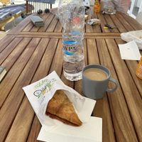 handmade spinch pie . was soo delicious . sadly i never geht the vegan kourou „cheese“ pie. it was always sold out😒 at Gregory's  in Paros