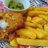 Vegan fish and chips at Station Promenade in Morecambe