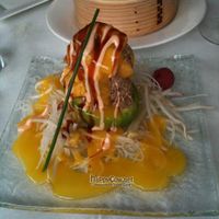 Avocado Boat Appetizer: stuffed avocado with spicy 'tuna' and fresh mango.  at Soy and Sake Village in New York City