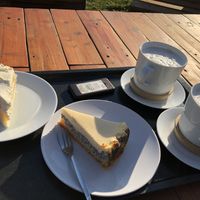 Left one:  Vegan raw cake with mango and coconut  at Primesurf Fehmarn in Fehmarn