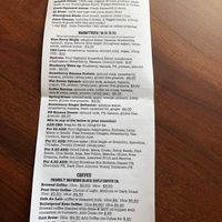 Back of Menu at GI Juice & Java in Buckingham