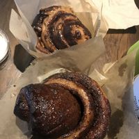 Tried both types of sourdough cinnamon rolls (regular & pecan) with icing and they were incredible! at BReD in Whistler