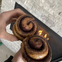 Cinnamon buns with no frosting   at BReD in Whistler