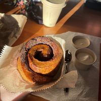 Cinnamon bun with cream cheese frosting   at BReD in Whistler
