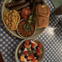 Full vegan breakfast and granola with coconut yoghurt   at Dishoom - King's Cross in London