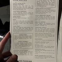 Vegan menu (lunch and later)  at Dishoom - King's Cross in London