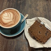 Hot chocolate and Banana & Chocolate Loafcake  at 200 Degrees Coffee in Leeds