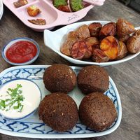 Falafels, potatoes. at Hummus Chiang Mai in Chiang Mai