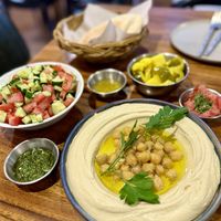 Hummus with Arabic salad side  at Hummus Chiang Mai in Chiang Mai