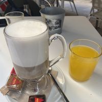 Soy Latte and orange juice - soooo good  at Lusitania Cafe in Ferrol