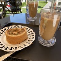 Tofu pizza roll, iced latte  at OOH Breado - Sangdo-dong - 우부래도 상도점 in Seoul