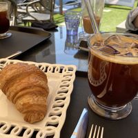 Plain croissant, iced americano at OOH Breado - Sangdo-dong - 우부래도 상도점 in Seoul