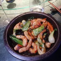 Stir-fried vegan prawns at Waipo in Stockholm