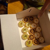 Pistachio, coconut and nougat vegan tarts at Cukrari in Bratislava