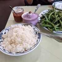 Green beans and fresh cooked jasmine rice at New Peking Wok in Federal Way