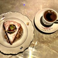 Frozen strawberry cake with Turkey coffee 🌱😍 at Bordo Bina in Canakkale