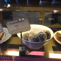Vegan chocolate ball at Cafe Blå Lotus in Stockholm